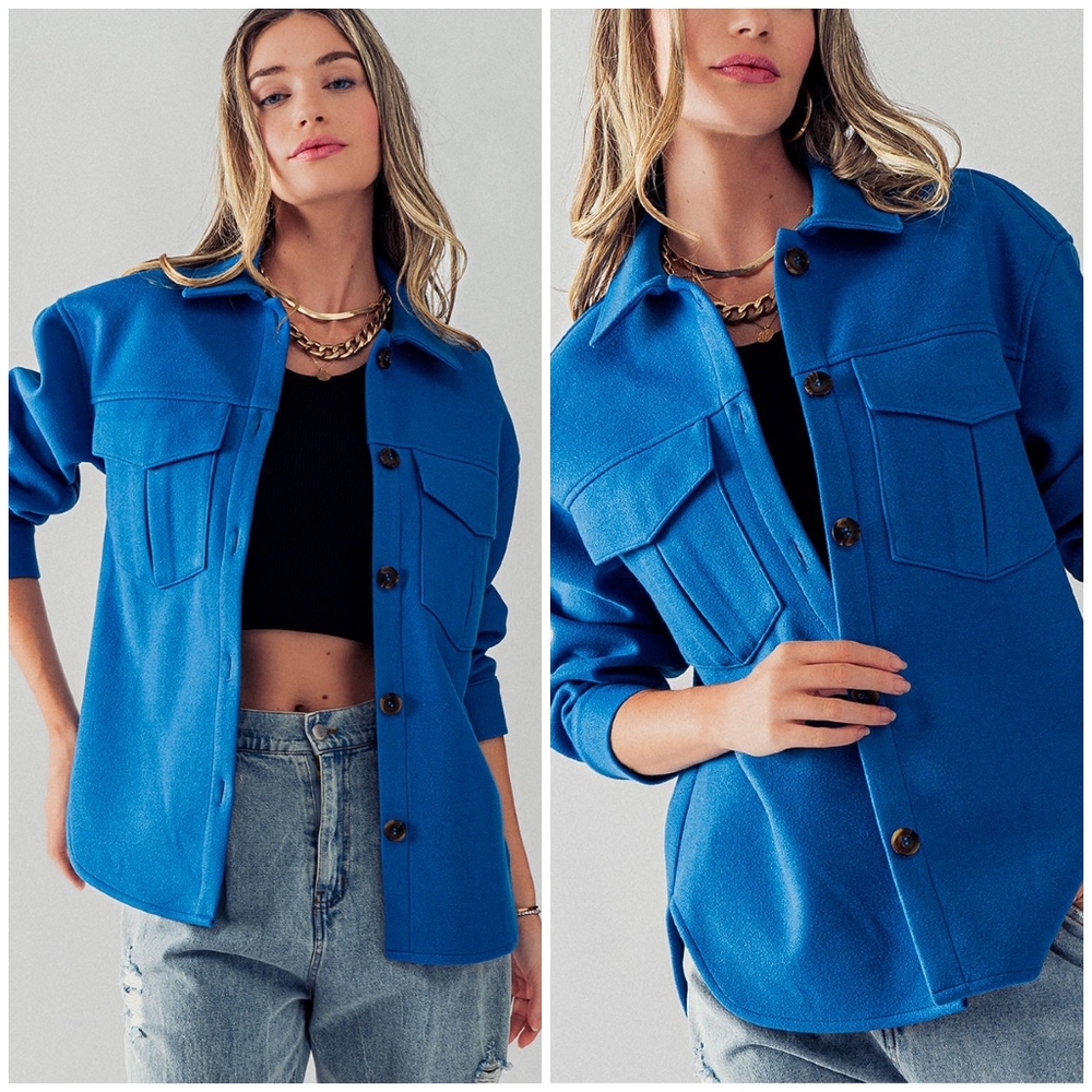 Cozy Chic Royal Blue Shacket